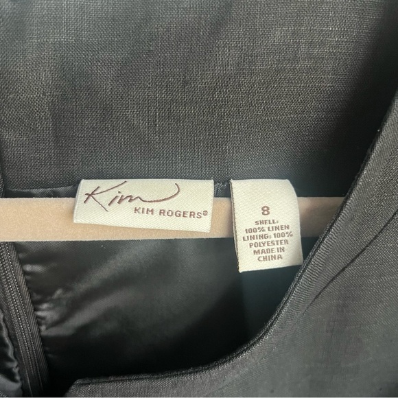 Kim Rogers Black Linen Ruffled Sheath Mini Dress - Size 8 - Picture 3 of 8